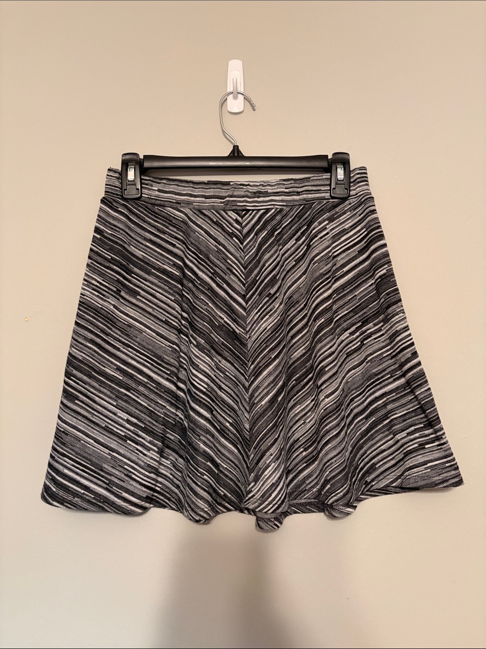 Joe B Black and Gray Striped Skater Skirt